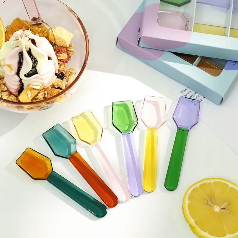 Colorful Glass Ice Cream Spoons
