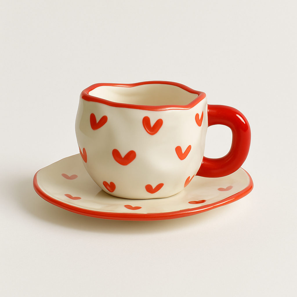 Hand-Painted Ceramic Cup & Saucer Set