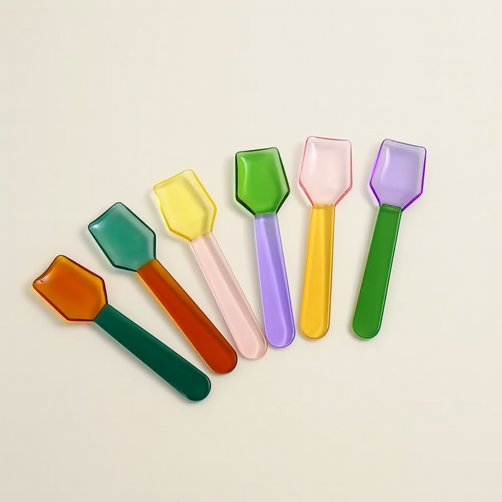 Colorful Glass Ice Cream Spoons