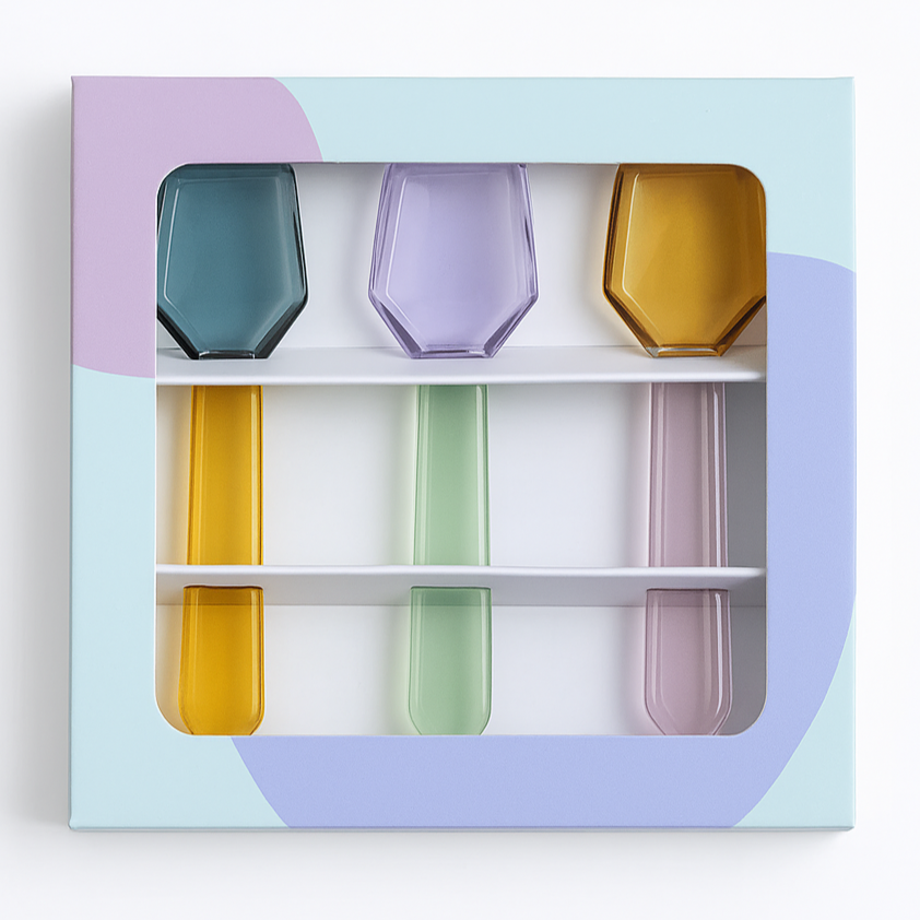 Colorful Glass Ice Cream Spoons