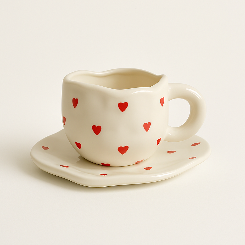 Hand-Painted Ceramic Cup & Saucer Set