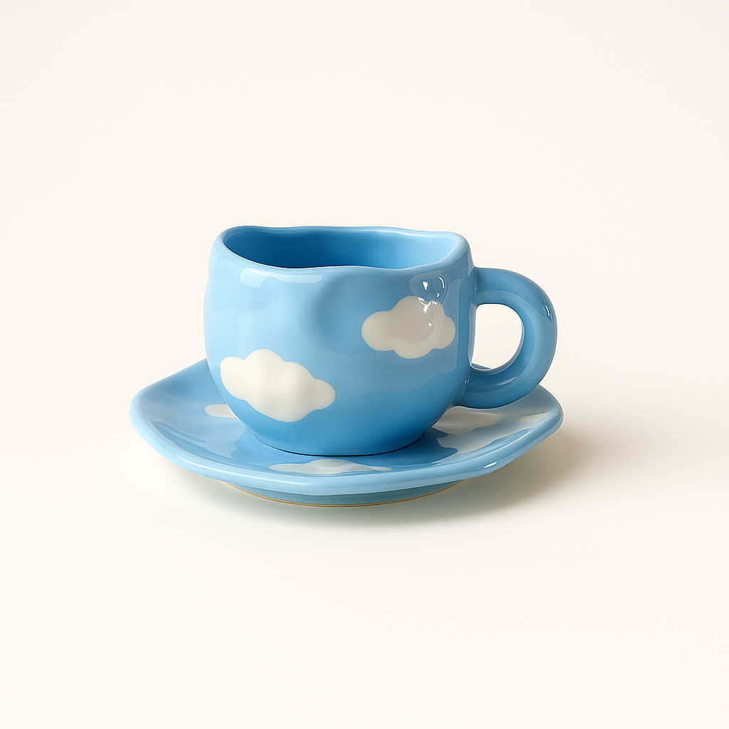 Hand-Painted Ceramic Cup & Saucer Set