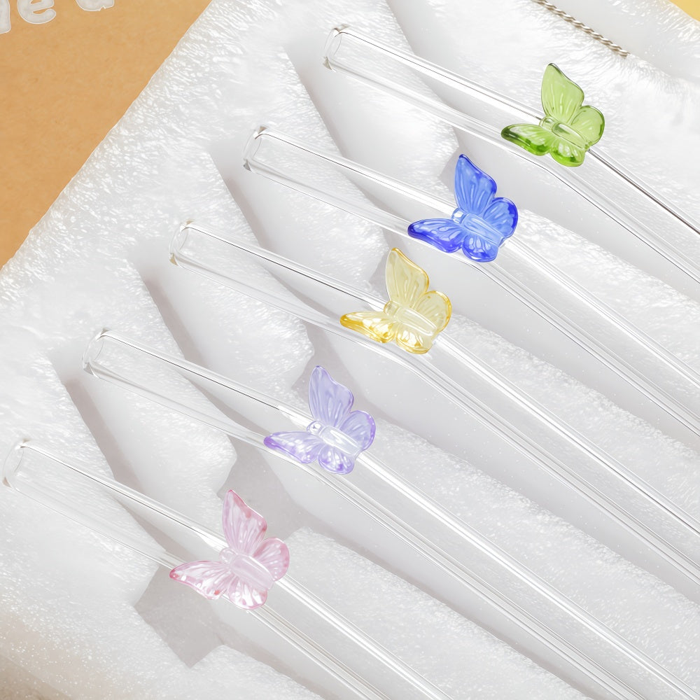 Multicoloured Butterfly Straws