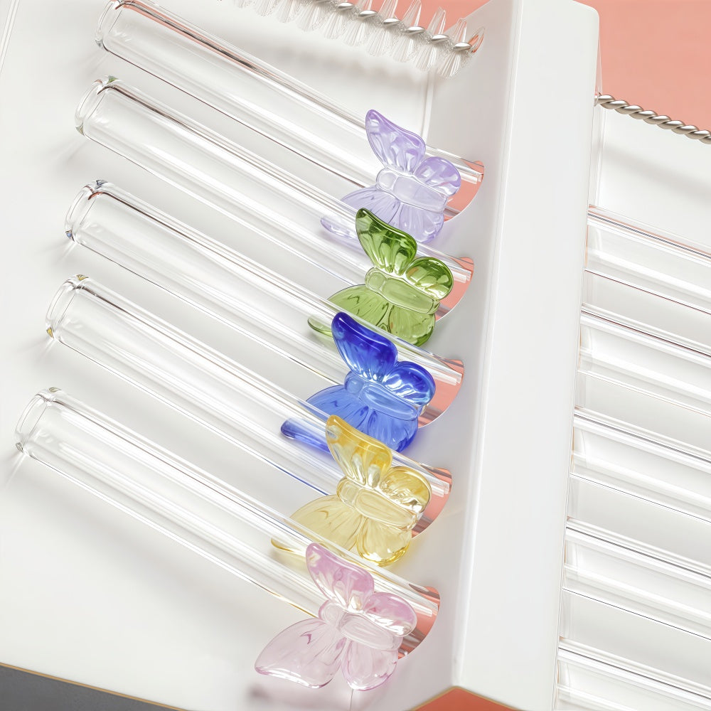 Multicoloured Butterfly Straws